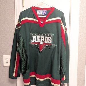 Houston Aeros Green and Red Hockey Jersey